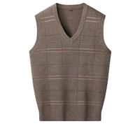 Gilet da uomo Lettera Vestiti Plaid Gilet Scollo a V Senza Maniche Overfit Maletry Cotone Maglieria Classico Brutto, Gilet 35-Khaki, L