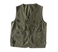 Gilet da uomo multi tasca da lavoro cargo da campeggio all'aperto escursionismo senza maniche in denim di cotone gilet da pesca gilet da lavoro militare, Button Army En8, XL