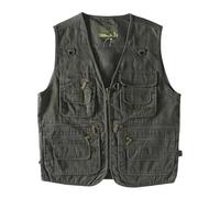 Gilet da uomo multi tasca da lavoro cargo da campeggio all'aperto escursionismo senza maniche in denim di cotone gilet da pesca gilet da lavoro militare, Cerniera EN8, XL