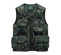 Gilet da uomo, multifunzione, da uomo, per pesca, pesca a mosca, per attività all'aria aperta, airsoft, caccia, attrezzatura da pesca, gilet da lavoro traspirante, per attività all'aperto, verde, L