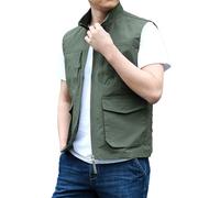 Gilet da uomo per attività all'aperto, leggero, multitasche, in tessuto traspirante, per viaggi, escursionismo, pesca, grandi tasche anteriori, vestibilità comoda, materiale resistente all'acqua