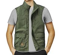 Gilet da uomo per attività all'aria aperta, safari, da viaggio, multiuso, leggero, per il tempo libero, robusto, multifunzione, traspirante, da escursionismo, verde, M