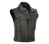 Gilet da uomo per attività all'aria aperta, traspirante, da lavoro, da uomo, in pelle, senza maniche, con molte tasche, per il tempo libero, elegante, per le mezze stagioni, caldo, impermeabile, Nero