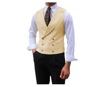 Gilet Da Uomo Senza Maniche Marrone Gilet Da Uomo Doppio Petto Con Risvolto Sottile Da Lavoro GN8 L