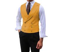 Gilet Da Uomo Senza Maniche Marrone Gilet Da Uomo Doppio Petto Con Risvolto Sottile Da Lavoro Gold M