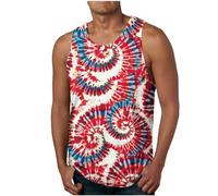 Gilet da uomo senza maniche, morbido e traspirante, stampa grafica 3D, bandiera americana patriottica, casual, per le vacanze estive, viola., XXL