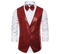 Gilet da uomo slim fit business matrimonio senza maniche canotta con cravatta qualità abito camicie per uomo, vino, L