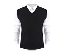 Gilet da uomo sportivo per attività all'aria aperta, per escursioni, tempo libero, senza maniche, estivo, in cotone, senza maniche, traspirante, con scollo a V, Nero , XL