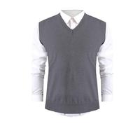 Gilet da uomo sportivo per attività all'aria aperta, per escursioni, tempo libero, senza maniche, estivo, in cotone, senza maniche, traspirante, con scollo a V, grigio scuro, xxl