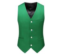 Gilet da uomo, taglie forti, per smoking, classico, con scollo a V, business, elegante, per matrimonio, senza maniche, ballo, feste, formali, verde, M
