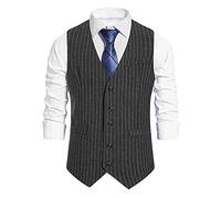 Gilet da uomo Vintage Retro Elegante Slim Fit Basic, gilet a righe Stilvoll Business, camicia senza maniche casual, gilet da uomo per matrimonio, grigio scuro, L