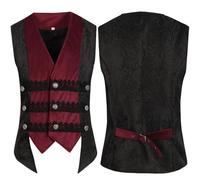 Gilet da uomo vittoriano steampunk gotico gilet Paisley floreale smoking gilet medievale vintage senza maniche giacca, Panno 6, M