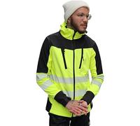 Gilet di Sicurezza Giacca per Antinfortunistici - Gilet riflettente con cerniera - Invernale Alta visibilità Antivento Giacca Lavoro - Giacca di avvertimento - Giacca Softshell, Giallo/Nero - L