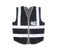 Gilet di sicurezza in rete ad alta visibilità for uomo e donna, gilet da lavoro con cerniera frontale multitasche, equipaggiamento di sicurezza riflettente(Svart,X-Large)