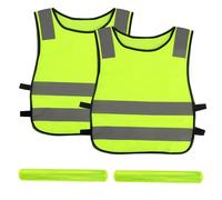 Gilet di sicurezza per bambini, 2 pezzi, con 2 braccialetti riflettenti, gilet di sicurezza per bambini, gilet catarifrangente, altamente riflettente, gilet di sicurezza traspirante, per sport, corsa