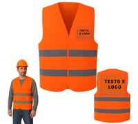 Gilet di sicurezza personalizzato per uomo e donna Gilet riflettente ad alta visibilità, chiusura a strappo abbigliamento da lavoro personalizzato EN ISO 20471:2013 (Arancione FLUO, L)
