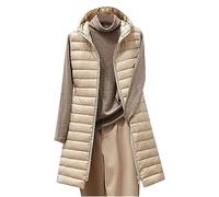 Gilet Donna Invernale Elegante Lungo Senza Maniche Piumino Smanicato Cotone Caldo Trapuntato con Cappuccio Giacca