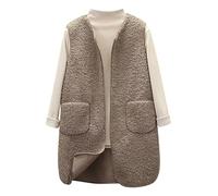 gilet donna lungo elegante, Gilet Donna Lana per Attività All'aria Aperta Taglia Forti Gilet di Velluto a Grana Lungo Smanicato Comodi Gilet Donna Caldo e Addensato Scollo a V con Tasche