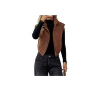 Gilet Donna Pile Sherpa Zip Collo Rialzato Corto Senza Maniche