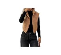 Gilet Donna Pile Sherpa Zip Collo Rialzato Corto Senza Maniche