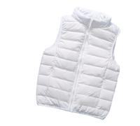 Gilet Donna Piumino,Gilet Trapuntato In Piumino Da Donna Casual Leggero Corto Bianco Colletto In Piedi Con Cerniera Gilet Trapuntato Imbottito Antivento Bodywarmer Giacca Senza Maniche Cappotto Inve