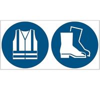 Gilet e calzature di sicurezza obbligatori - CARTELLO SEGNALETICO ISO 7010 in Adesivo Resistente, Pannello in Forex o Pannello In Alluminio (PANNELLO IN FOREX 30X42 CM)