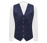 Gilet Elegante Navy Blu in Camoscio King & Priory Moleskin