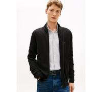 Tommy Hilfiger Uomo Pullover con Cerniera Essential Cotton Zip Thru Colletto alla Coreana, Nero (Black), XXL