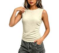 Gilet estivo da donna, top da donna senza maniche estivo casual a sovrapporre a una camicetta basic in mesh