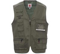PAYPER Pocket Gilet Estivo Unisex da Uomo Donna Misto Poliestere Multitasche Chiusura Zip portabadge Reversibile Bande Reflex Interno Dry-Tech Pesca Caccia Lavoro Verde Militare (3XL)