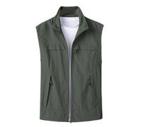Gilet estivo da uomo con colletto rialzato, leggero, senza maniche, traspirante, con tasche multiple per attività all'aperto, Esercito En8, XXL