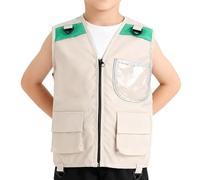 Gilet Explorer Per Bambini - Gilet Safari Adventure Con Cappello Per Giochi Di Ruolo All'aperto E Campeggio | Gilet Regolabile Per Bambini Ragazze, Escursionismo, Trekking E Attività Al Ai