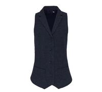 Gilet Formale In Tweed A Righe Per Donne In Mistura Di Lana Con Collo E Bottoni