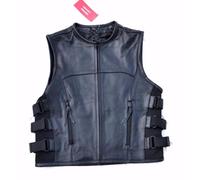Gilet Giacca In Pelle Vero Vitello Stile Pare Balle Bikers Swat SOA Nero
