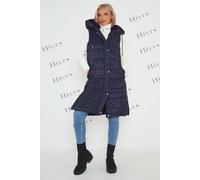 Gilet Giacca Puffer Lungo Con Cappuccio Da Donna Imbottito Top Riscaldante 8-22