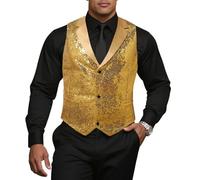 Gilet glitterato da uomo con paillette, top con brillantini, top da uomo, con scollo a V, gradiente, colore da sera, per carnevale, feste, discoteca