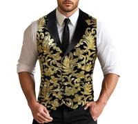 Gilet glitterato da uomo con paillette, top da uomo, con scollo a V, colore gradiente da sera, per carnevale, feste, discoteca, matrimoni, costumi da palcoscenico
