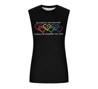 Gilet grande e largo: non più paura delle stesse magliette senza maniche stampate maglioni arcobaleno da donna, Nero , XL
