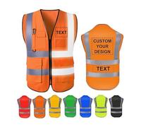 Gilet Hi Vis personalizzato con cerniera,5 tasche inclusa la tasca per carta d'identità e telefono, sicurezza riflettente ad alta visibilità per uomini e donne in diversi colori e taglie