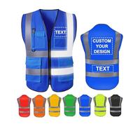 Gilet Hi Vis personalizzato con cerniera,5 tasche inclusa la tasca per carta d'identità e telefono, sicurezza riflettente ad alta visibilità per uomini e donne in diversi colori e taglie