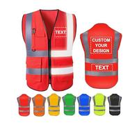 Gilet Hi Vis personalizzato con cerniera,5 tasche inclusa la tasca per carta d'identità e telefono, sicurezza riflettente ad alta visibilità per uomini e donne in diversi colori e taglie