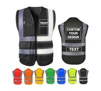 Gilet Hi Vis personalizzato con cerniera,5 tasche inclusa la tasca per carta d'identità e telefono, sicurezza riflettente ad alta visibilità per uomini e donne in diversi colori e taglie