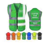 Gilet Hi Vis personalizzato con cerniera,5 tasche inclusa la tasca per carta d'identità e telefono, sicurezza riflettente ad alta visibilità per uomini e donne in diversi colori e taglie