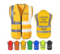 Gilet Hi Vis personalizzato con cerniera,5 tasche inclusa la tasca per carta d'identità e telefono, sicurezza riflettente ad alta visibilità per uomini e donne in diversi colori e taglie
