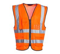 Gilet Hi Vis Premium arancione Blackrock con tasche, portadocumenti e portachiavi gilet uomo donna riflettente con tasche e cerniera di sicurezza, gilet di sicurezza abbigliamento di sicurezza EN Cert