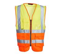 Gilet Hi Vis Premium giallo e arancione di Blackrock con tasche, portadocumenti e portachiavi, gilet uomo donna riflettente con cerniera di sicurezza, gilet di sicurezza per abbigliamento di sicurezza