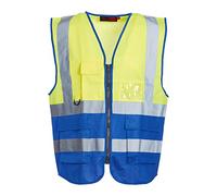 Gilet Hi Vis Premium giallo e blu di Blackrock con tasche portadocumenti e portachiavi, gilet uomo donna riflettente con cerniera di sicurezza gilet di sicurezza per abbigliamento di sicurezza EN Cert