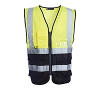Gilet Hi Vis Premium giallo e nero di Blackrock con tasche, portadocumenti e portachiavi gilet uomo donna riflettente con cerniera di sicurezza gilet di sicurezza per abbigliamento di sicurezza ENcert