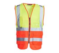 Gilet Hi Vis Premium giallo e rosso di Blackrock con tasche, portadocumenti e portachiavi, gilet uomo donna riflettente con cerniera di sicurezza, gilet di sicurezza per abbigliamento di sicurezza