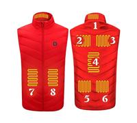 Gilet imbottito da donna nero 8 riscaldamento uomo e donna colletto alto caldo gilet termico intelligente temperatura costante riscaldamento giacca calda impermeabile foderato donna, Colore: rosso, M
